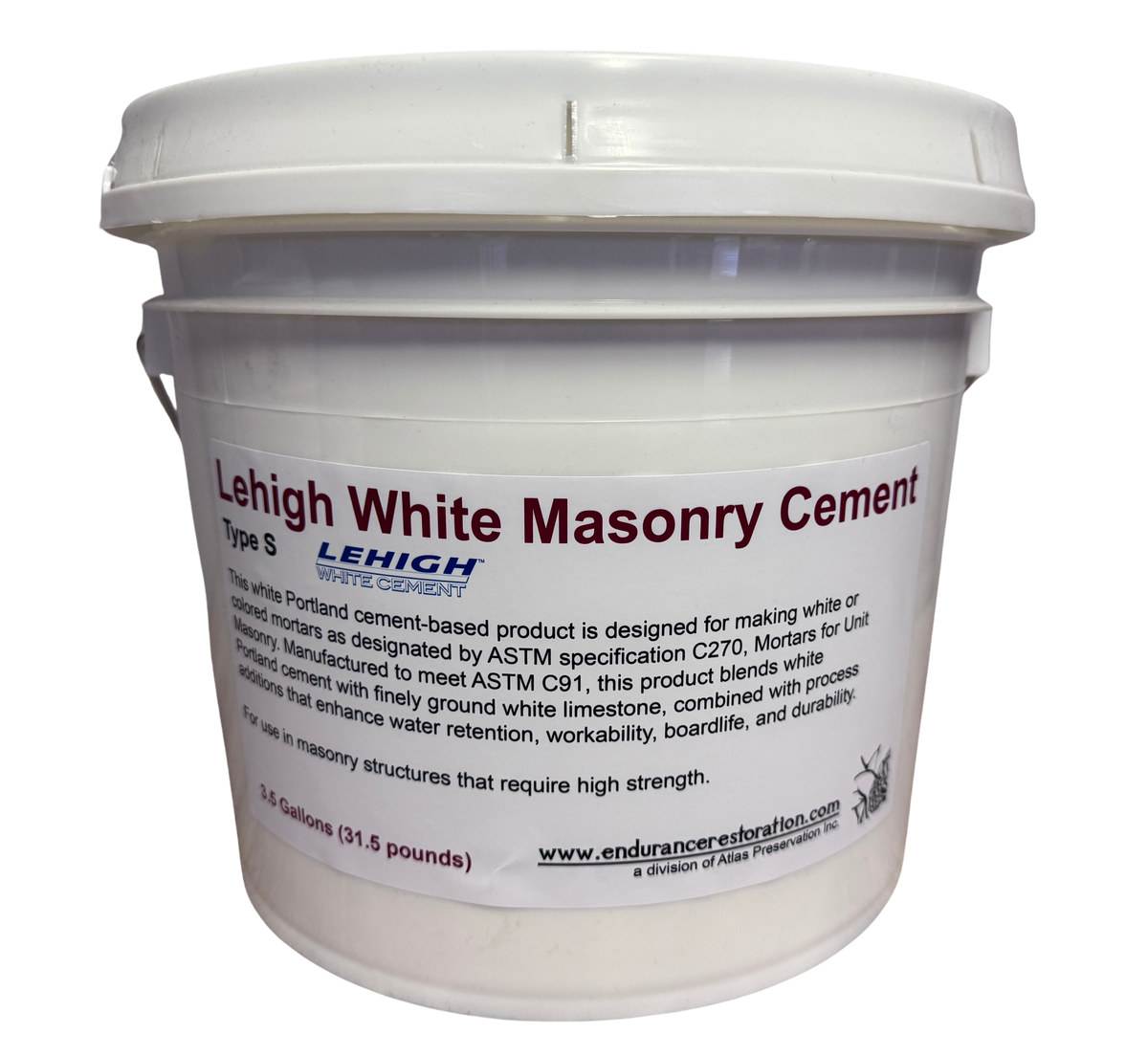 Lehigh White Masonry Cement-Endurance Restoration Products-Atlas Preservation